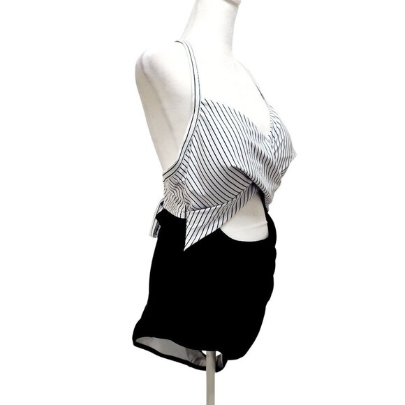 Striped Halter One-Piece Swimsuit Adjustable Straps Size XL Eomenie Black White - Picture 10 of 13